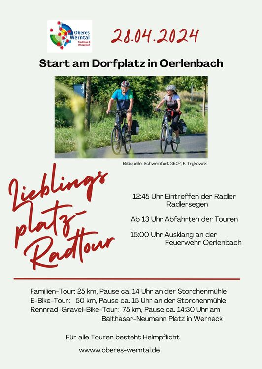 Hinweis 27-03-24 OW Lieblingsplatz-Radtour 28.04.2024
